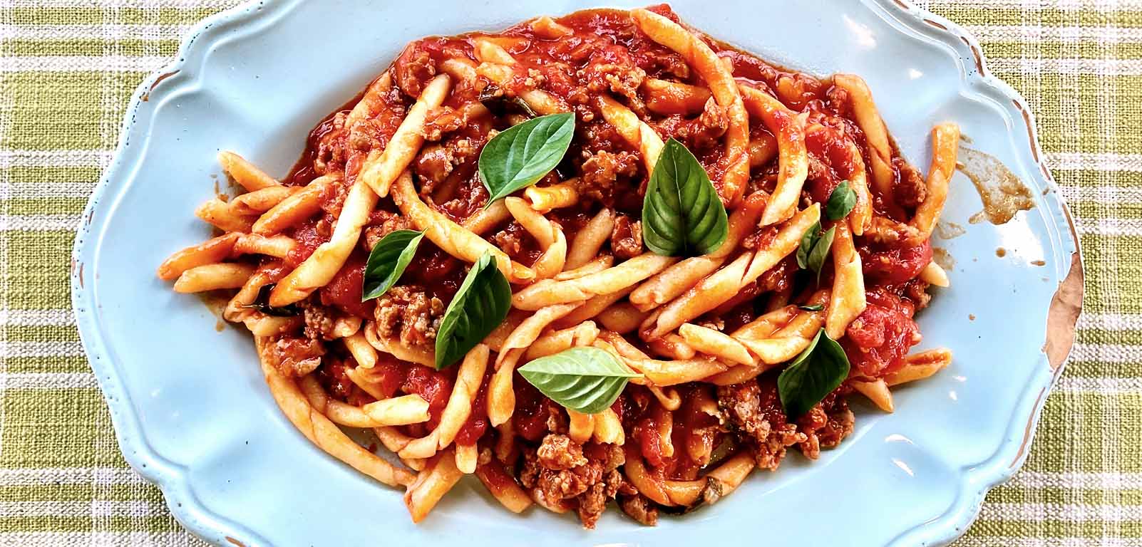 Homemade Fusilli Pasta with Sausage Ragu Sauce