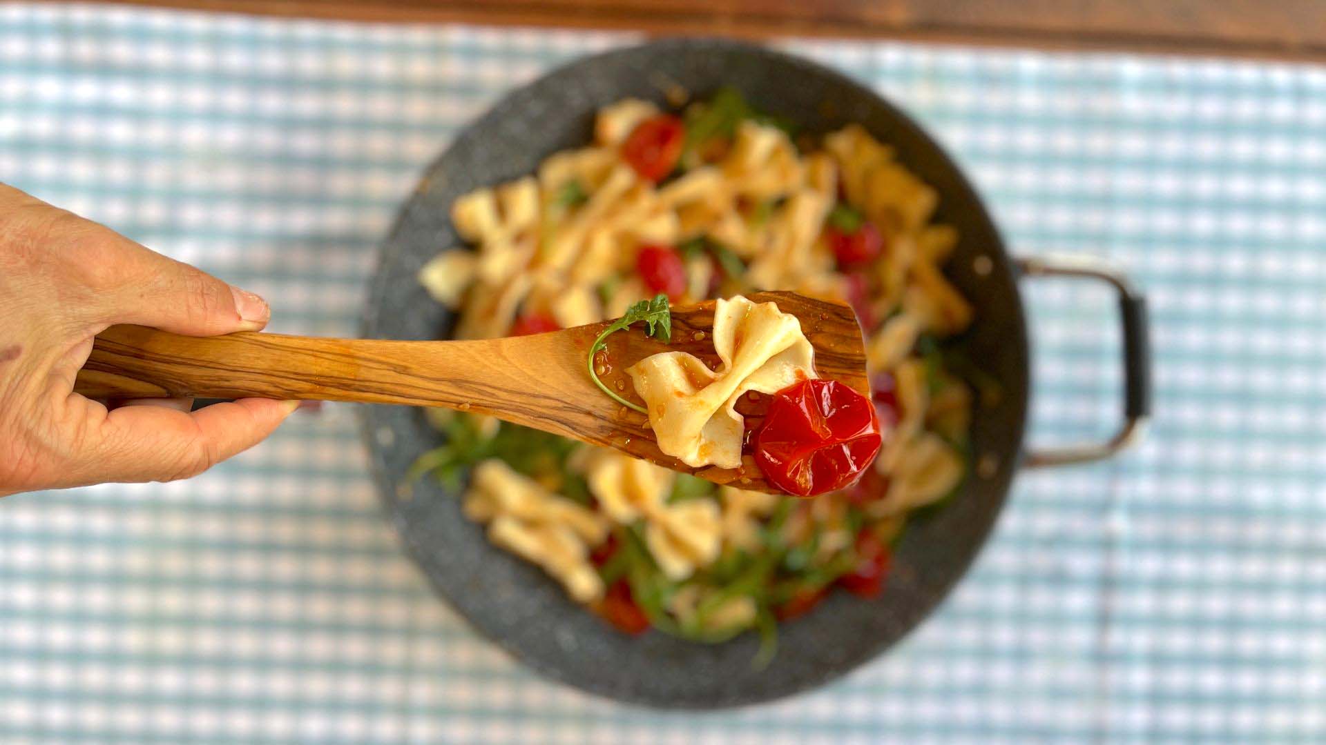 Handmade Farfalle with Fresh Rocket and Cherry Tomato Sauce