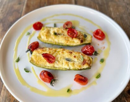 Stuffed Zucchini with Ricotta & Fresh Herbs