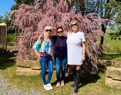 Chicca with Colleen and Micheline on a food and wine trip in Tuscany Italy.
