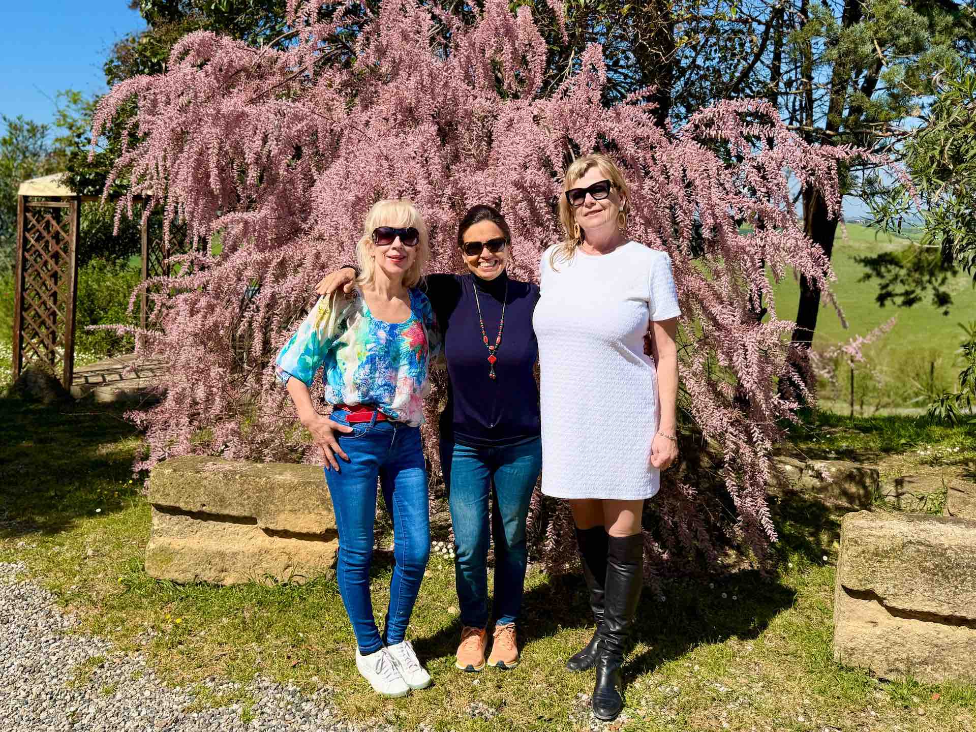 Chicca with Colleen and Micheline on a food and wine trip in Tuscany Italy.