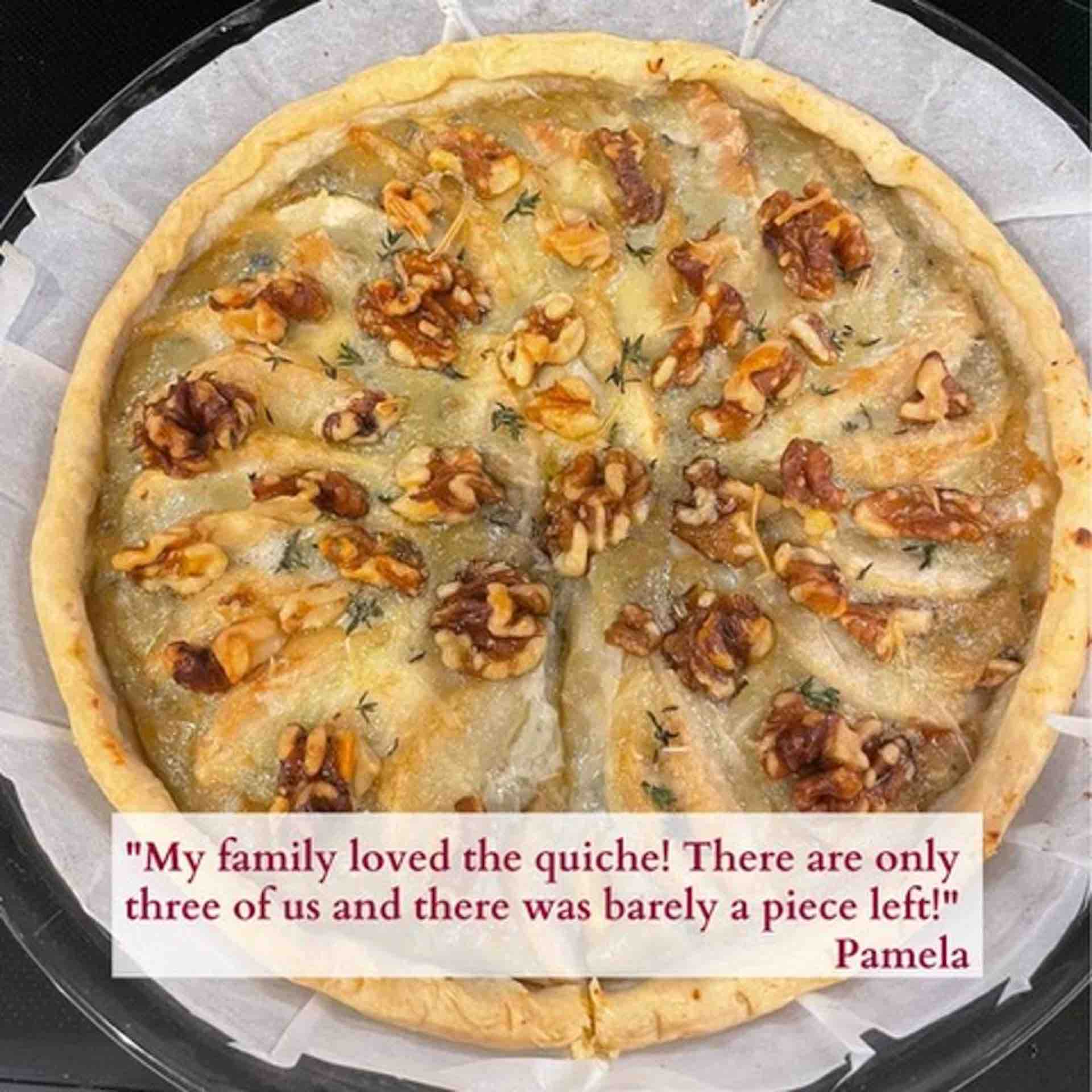 Homemade quiche with walnuts served as a savory Italian-style dish