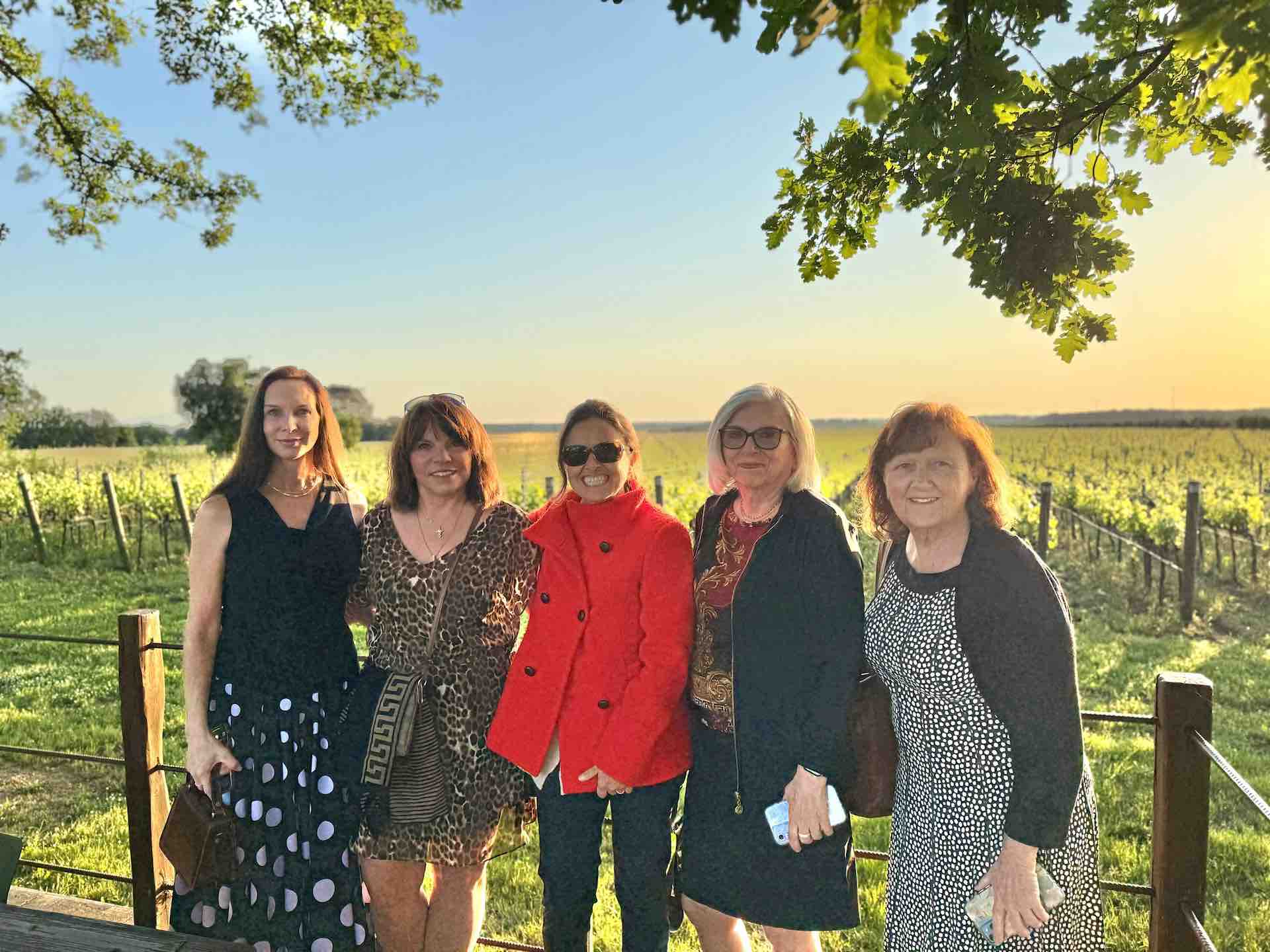 Chicca hosting a small group trip at a vineyard in Tuscany Italy.