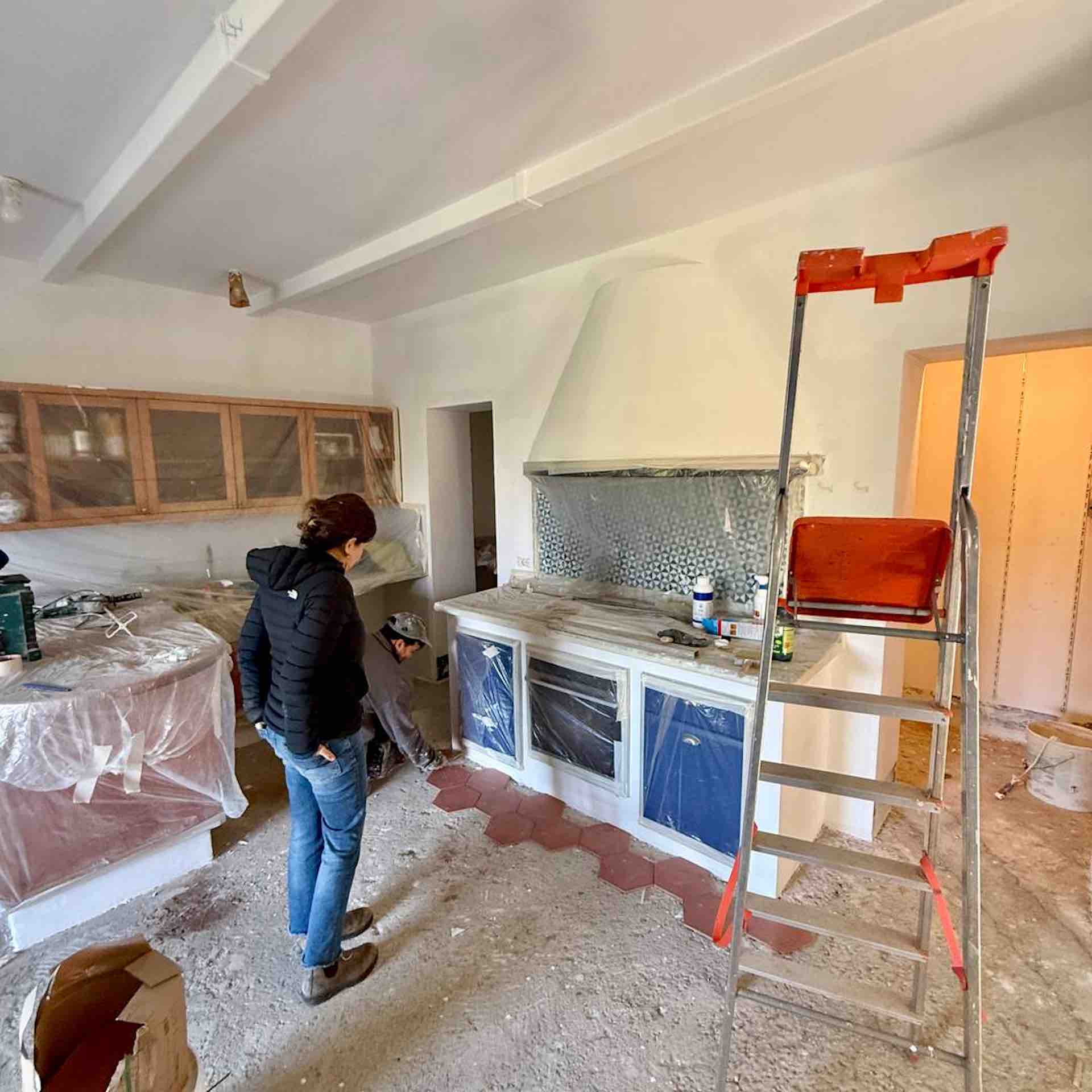 Tuscan kitchen renovation in a restored Italian farmhouse