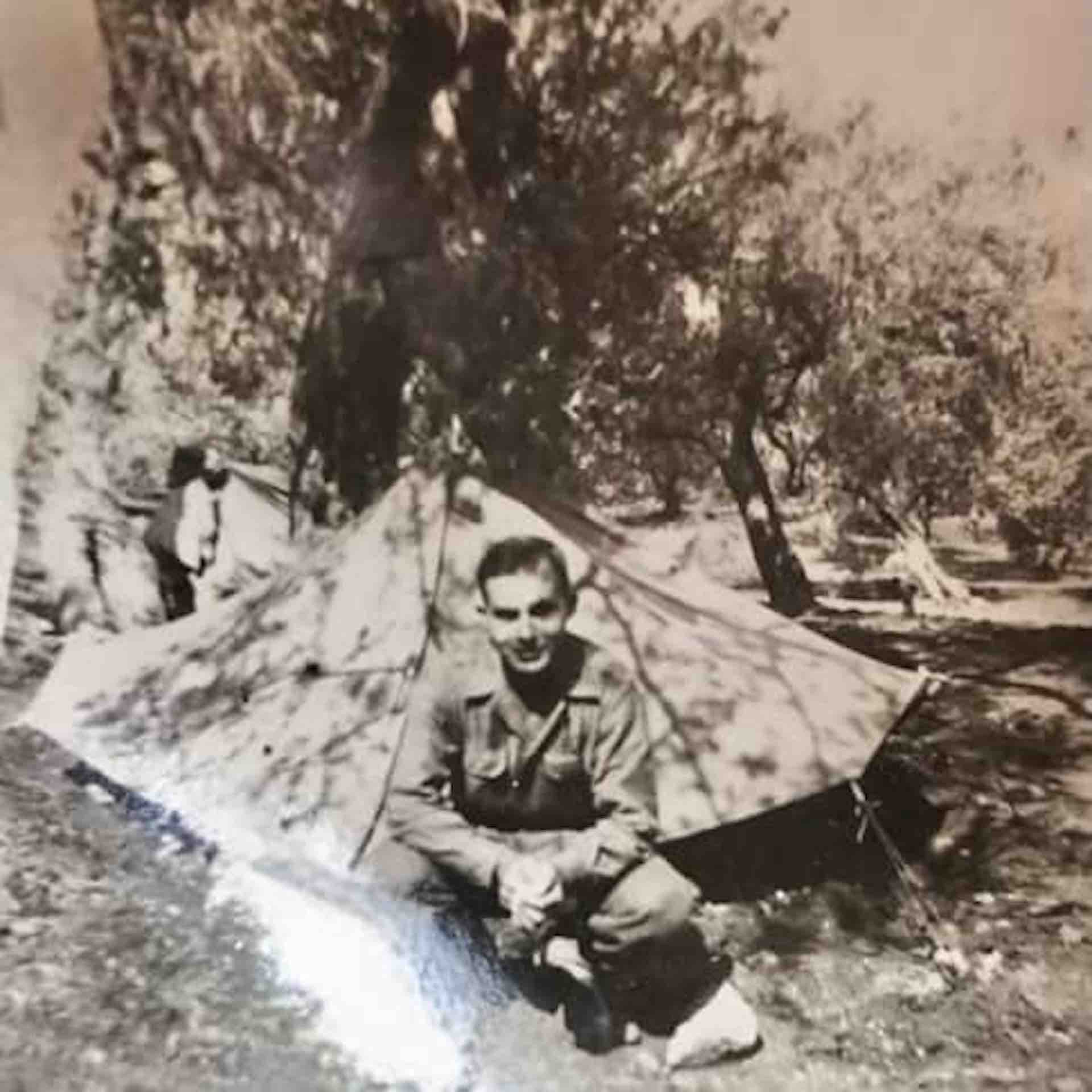 Historic photo of a World War II soldier stationed in Tuscany, Italy with the US Fifth Army