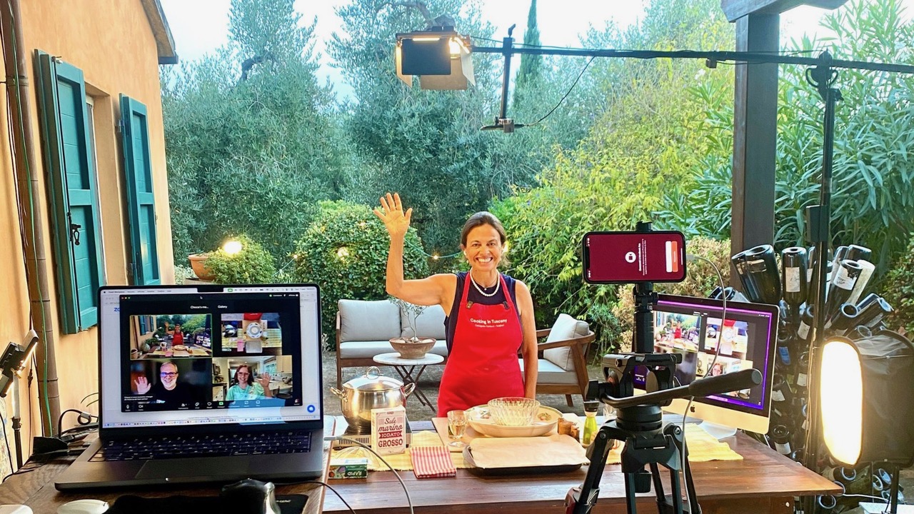 Live online Italian cooking classes. Behind-the-scenes live setup